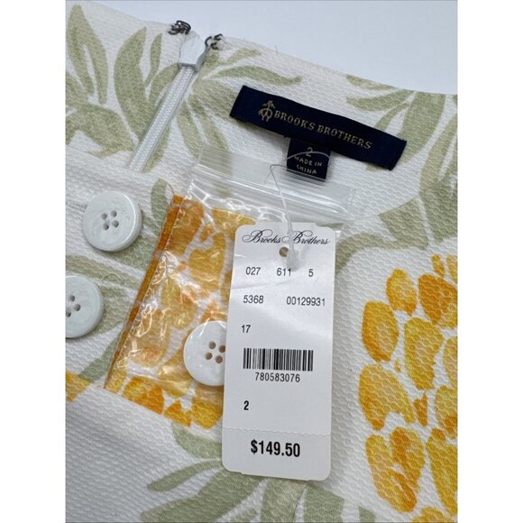 Brooks Brothers Pineapple Print Sheath Dress Womens 2 Summer Brunch Business NEW - Picture 2 of 11